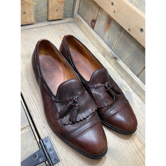 ALLEN Edmonds Dalton Brown Pebble Leather Loafer Tassel Dress Shoes Vibram 11.5D main image 5
